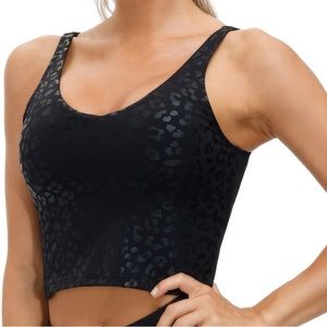 Leopard Cropped padded yoga tank